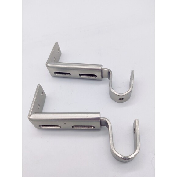 Hardware Brackets For Curtain Rod Set of 4 Silver Adjustable 2 Unopened 2 Opened - Picture 8 of 11
